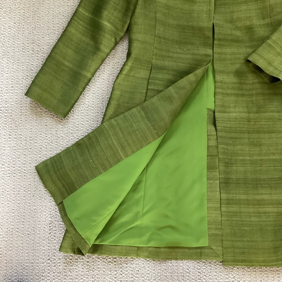 Green Silk Size XS -S Custom Made Green Coat - Picture 4 of 5